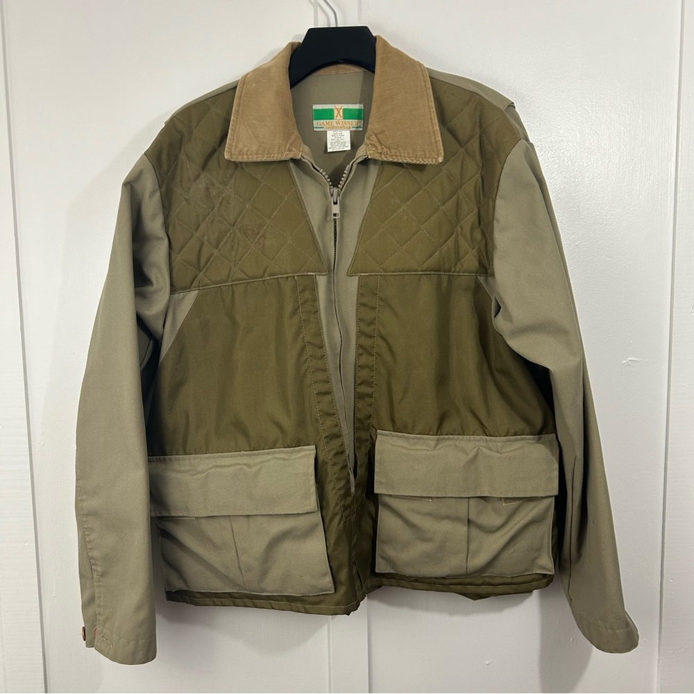 Game Winner Sportswear mens jacket tan quilted, pockets #1481 size L